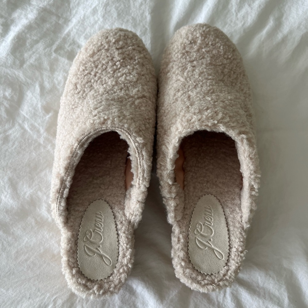 JCrew shearling platform clogs